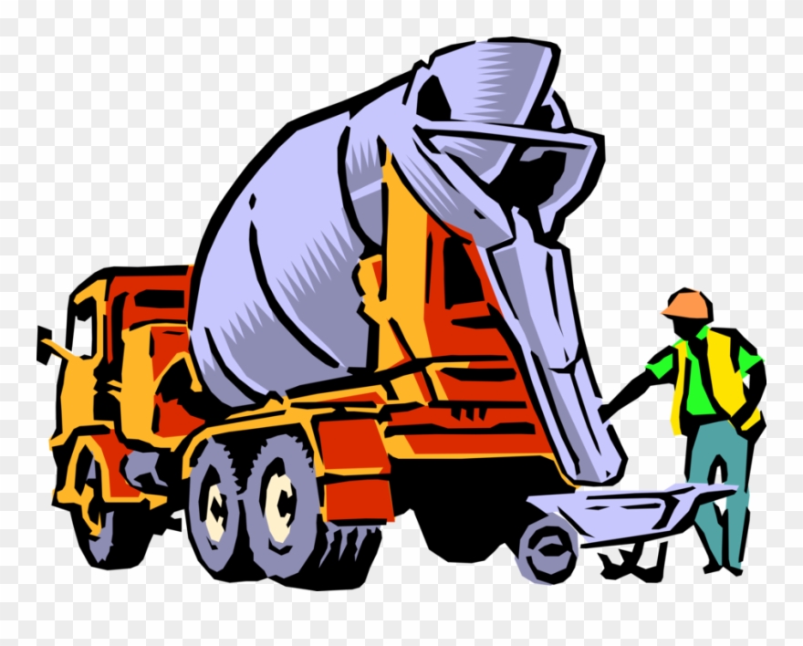 Vector Illustration Of Construction Industry Heavy - Cement Truck Clip Art - Png Download