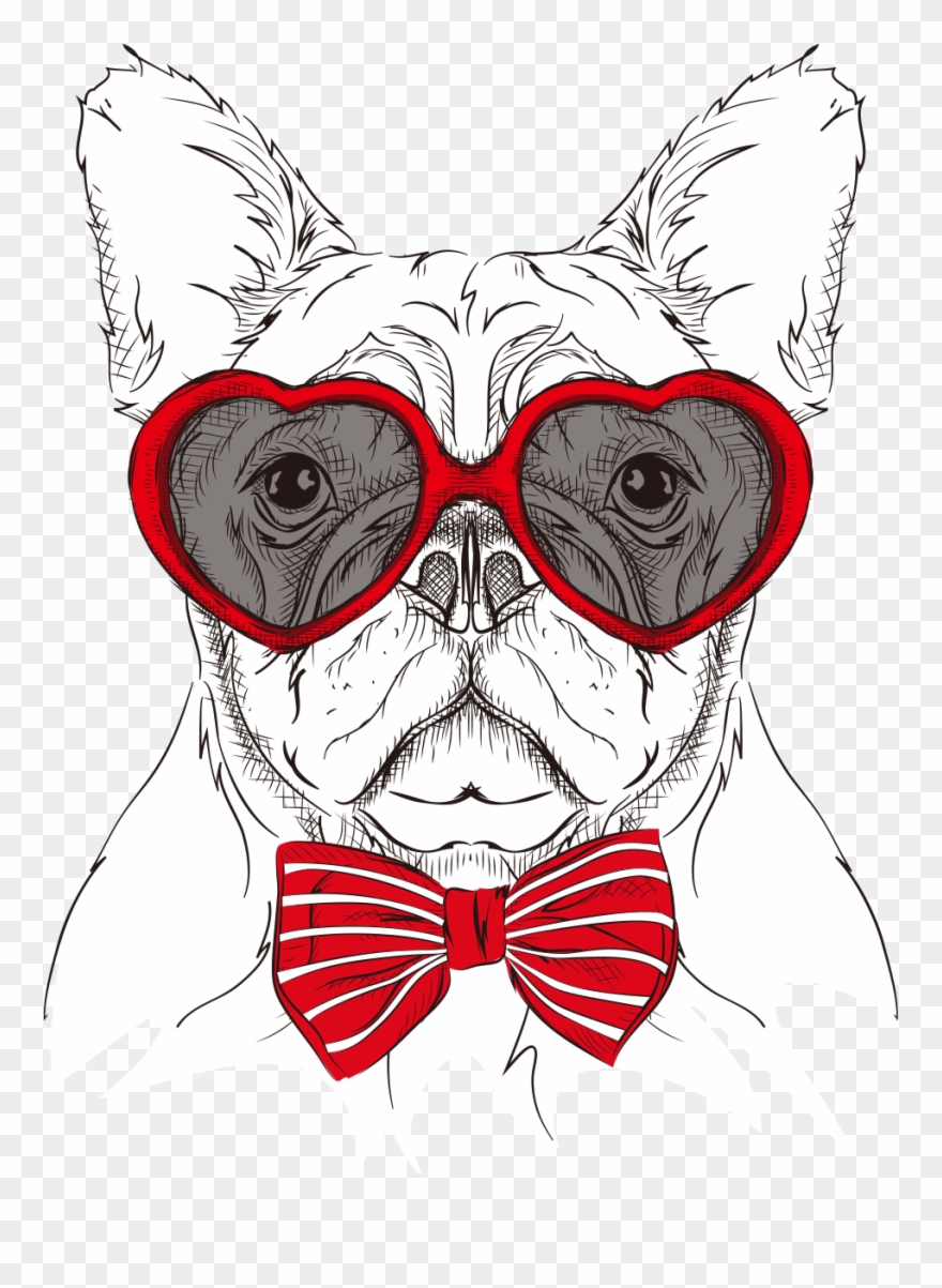Cartoon Dog S Head Painted Glasses Bow - หมา ใส่ แว่น การ์ตูน Clipart