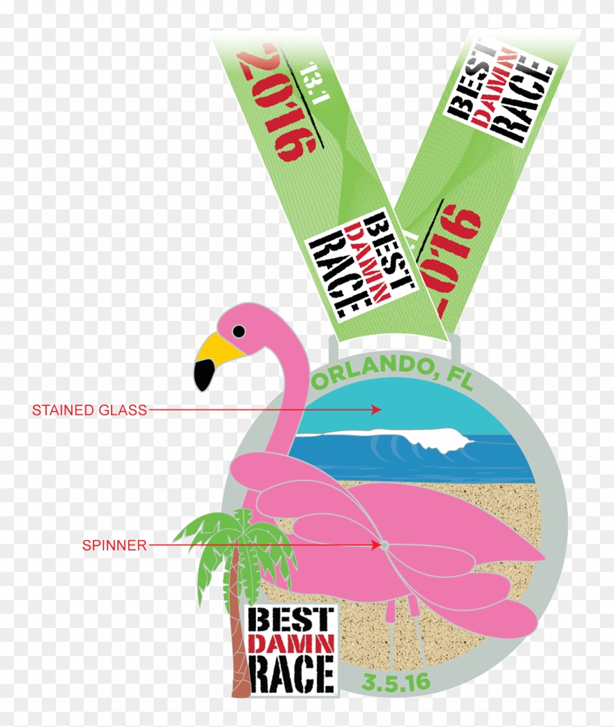 Medal Clipart Half Marathon - Flamingo Medal - Png Download