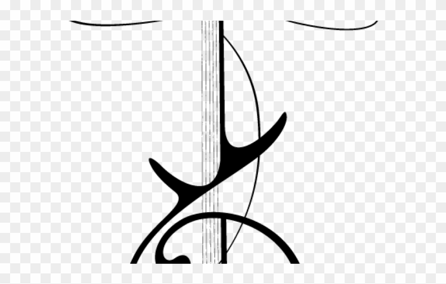 Treble Clef Peace Sign Tattoo - Cross Music Guitar Tattoo Clipart