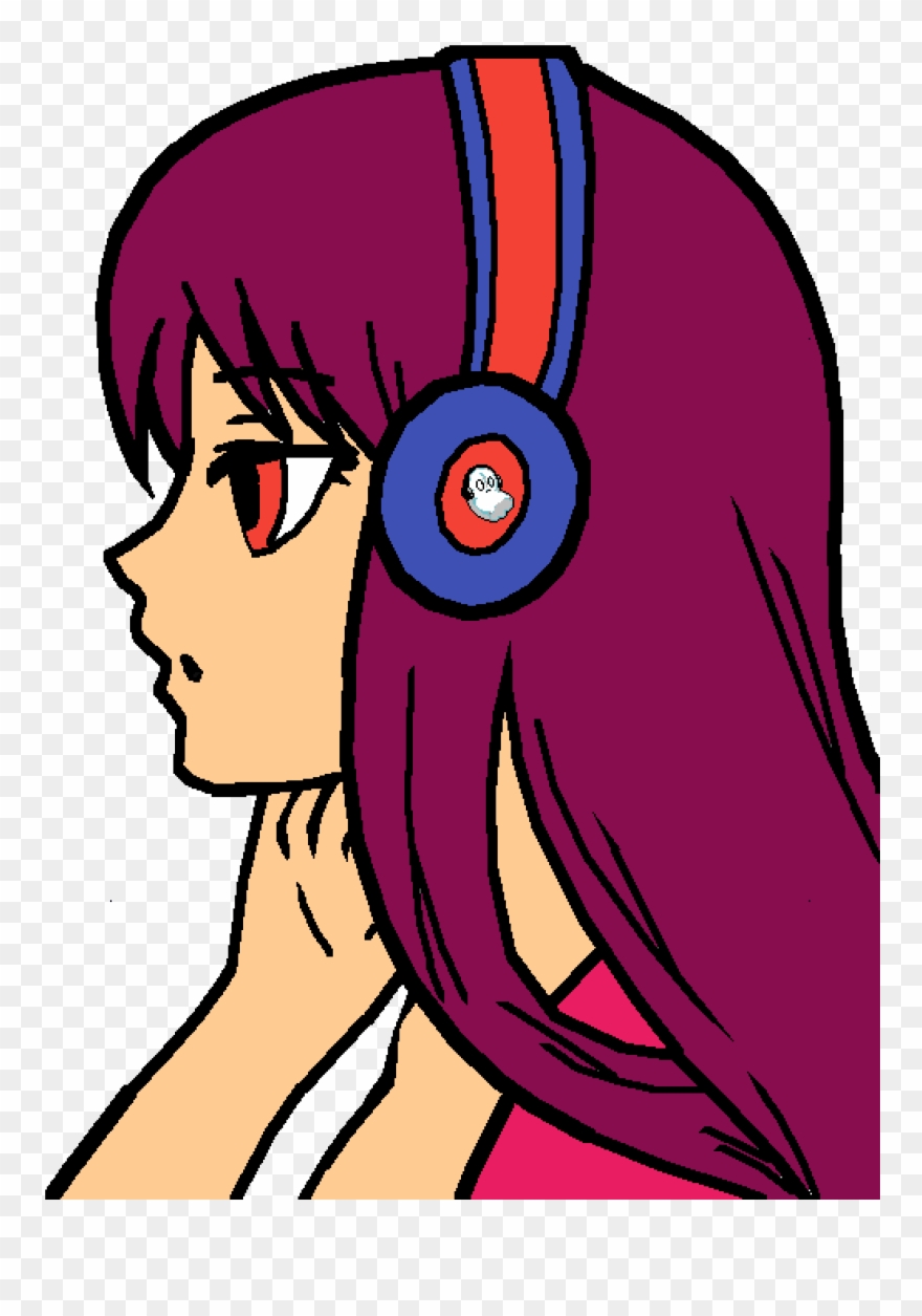 Shes Riding A Skateboard While Listening To Music - Anime Girl Gamer Clipart
