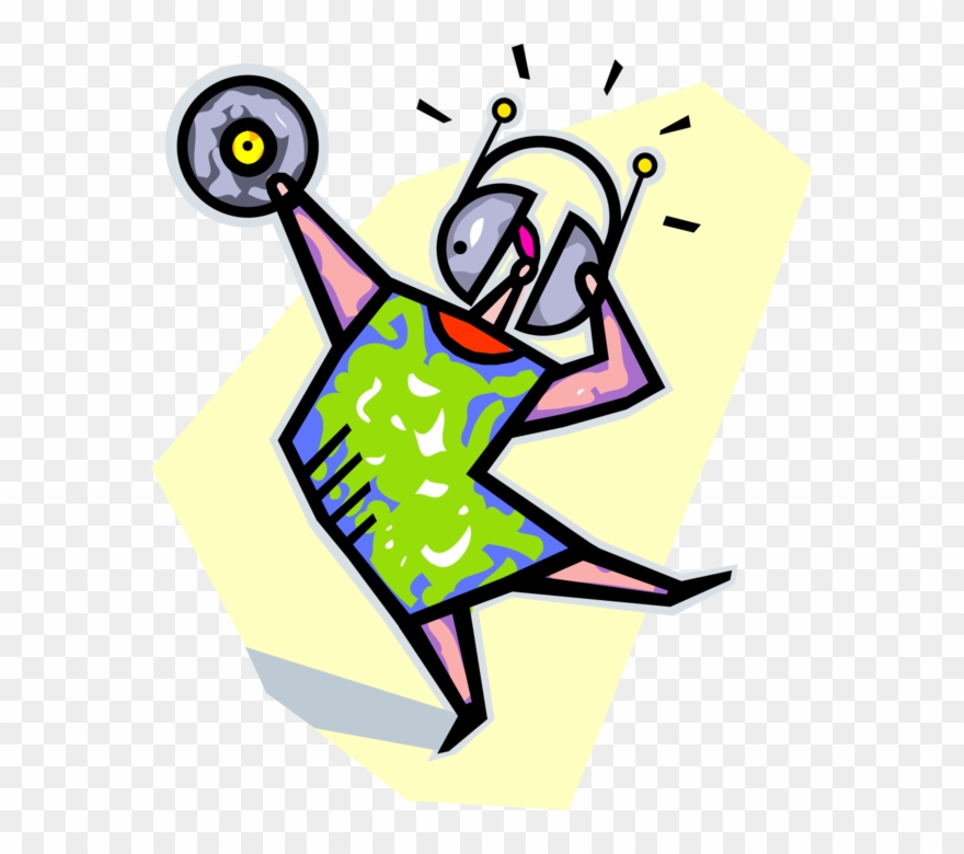 Vector Illustration Of Dancing To Music With Personal - Cartoon Clipart