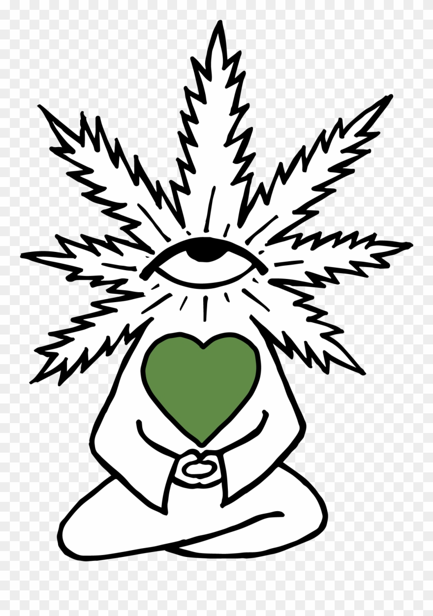 Weed Head With Green Heart - Cartoon Clipart