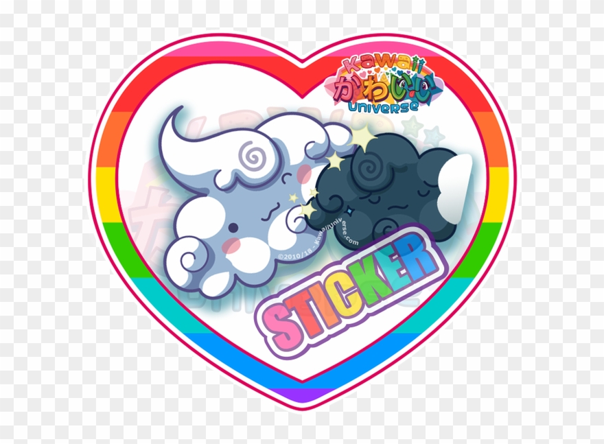 Cute Cloud Friends Duo Sticker - Kawaii Clipart