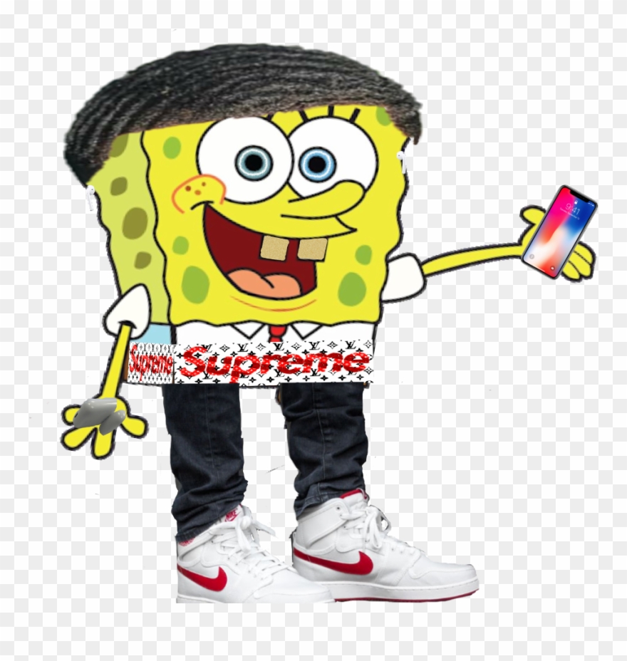 #spongebob #supreme #jordan1 #iphonex #airpods #thug - Cartoon Clipart