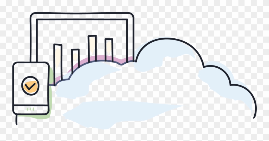 Illustration Of A Cloud, Bar Graph And Mobile Device Clipart