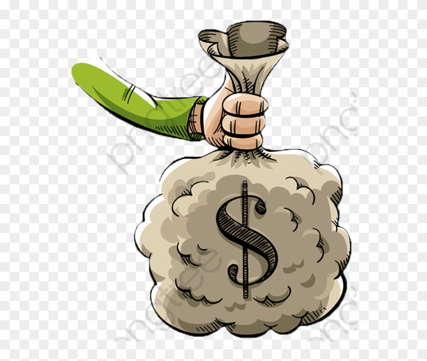 Cartoon Hand In Dollars Pocket - Una Bolsa Con Dinero Clipart