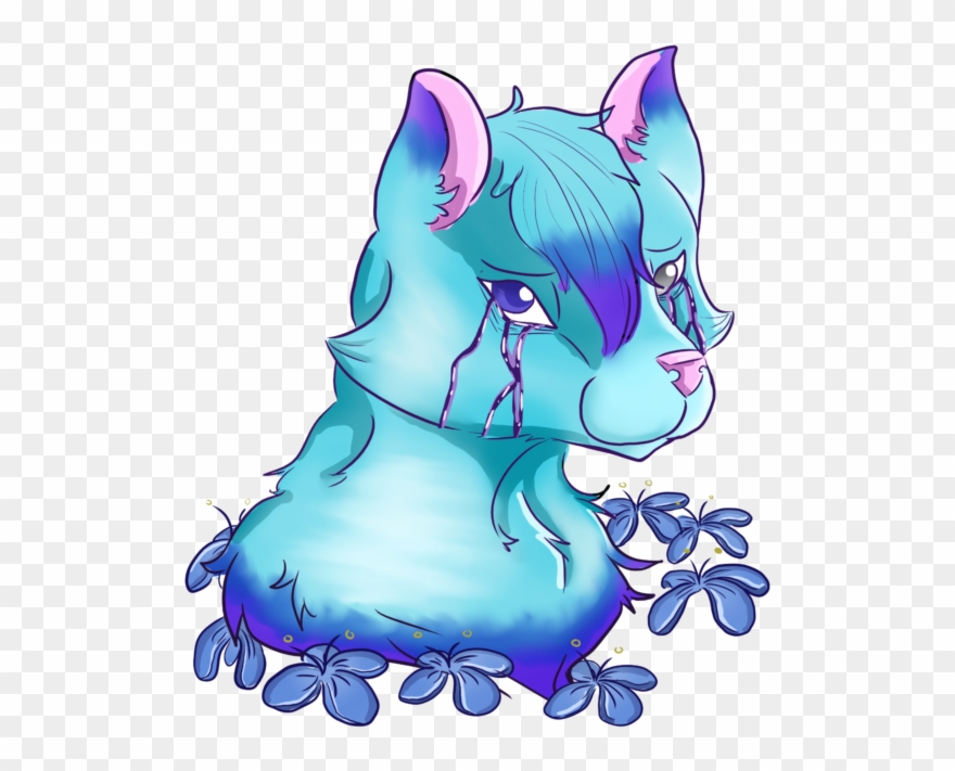 Sad Blue Wolf Digital Art - Cartoon Clipart