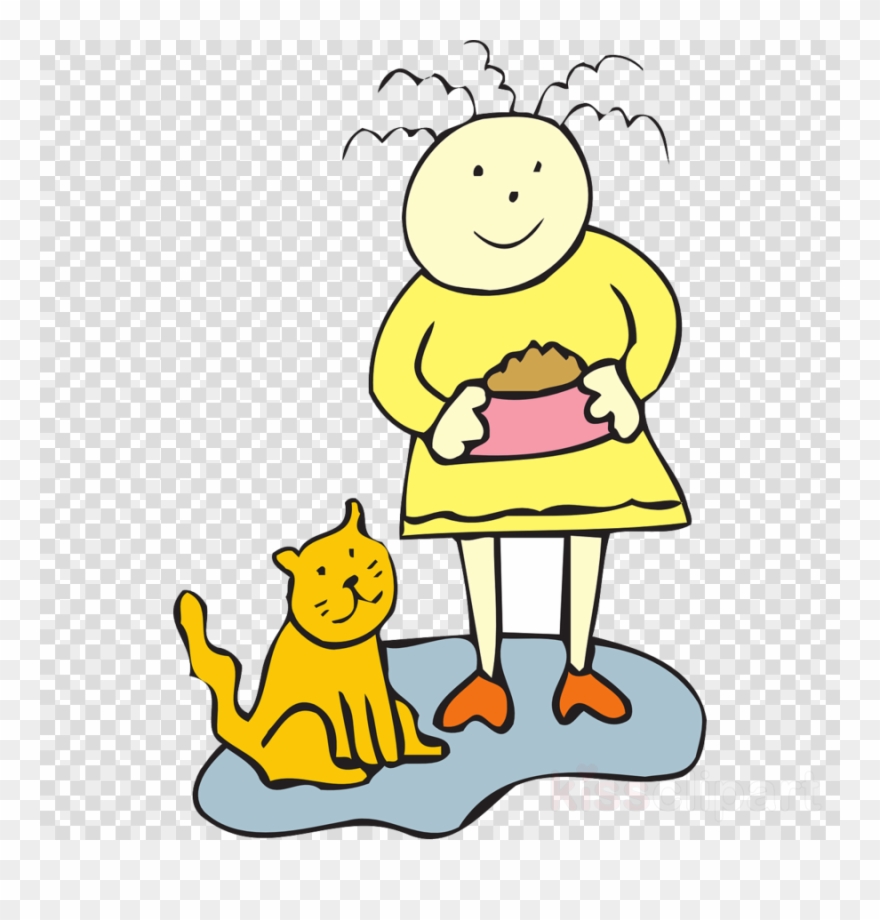 Cat, Dog, Eating, Transparent Png Image & Clipart Free - Feed Cat Clipart