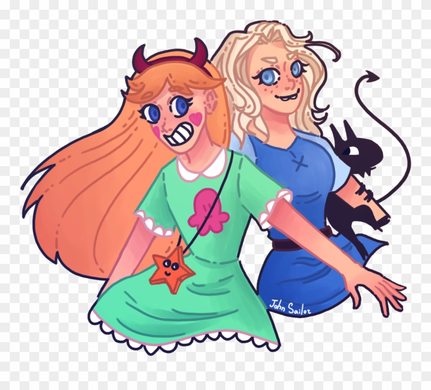 Two Teenage Princesses And Luci - Cartoon Clipart