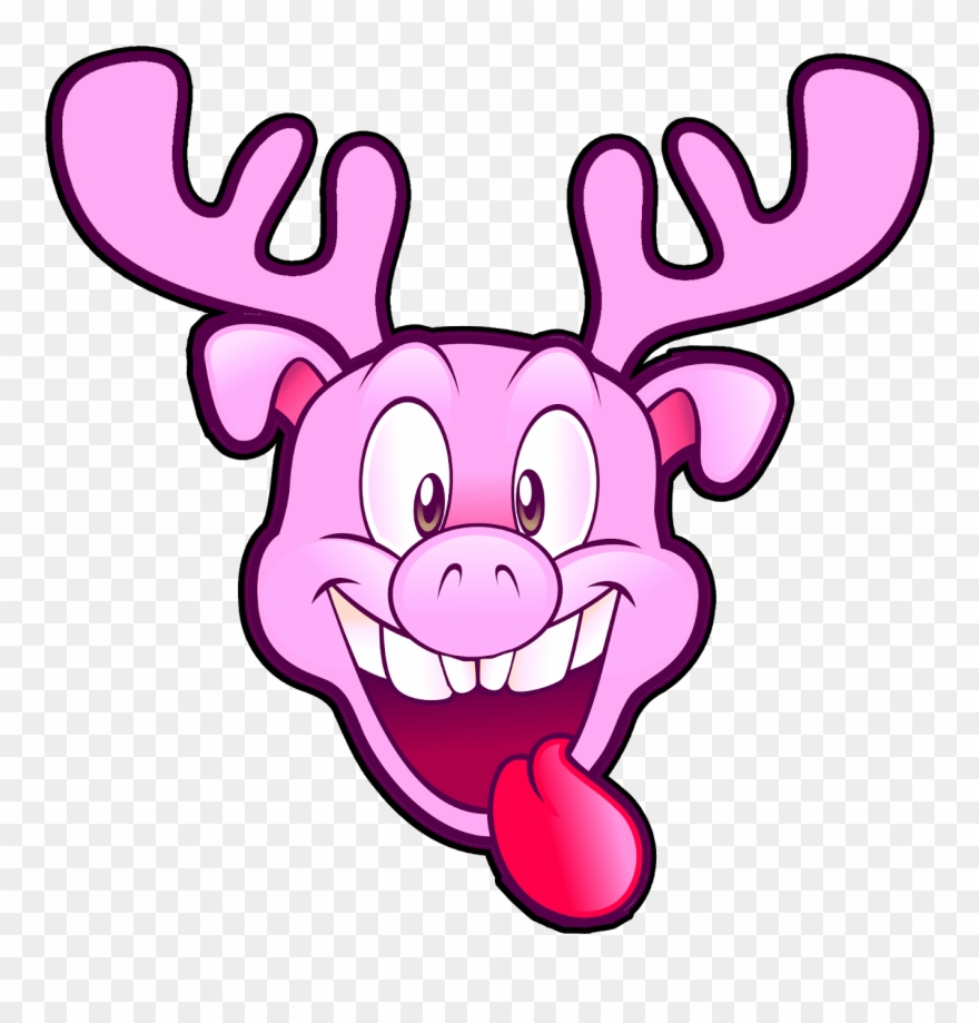 Download Christmas Reindeer Pig Vectors Free For Commercial - Cartoon Clipart