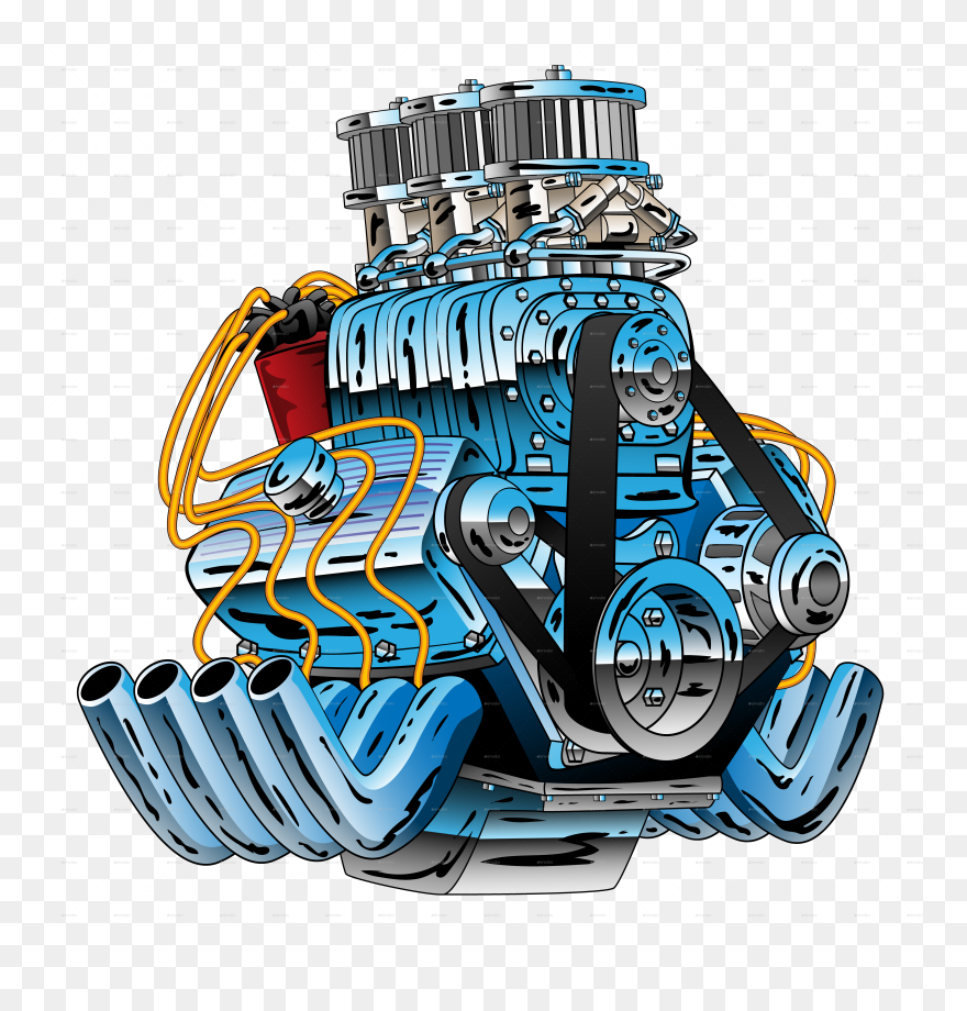 Car Engine Png - V8 Hot Rod Engine Clipart