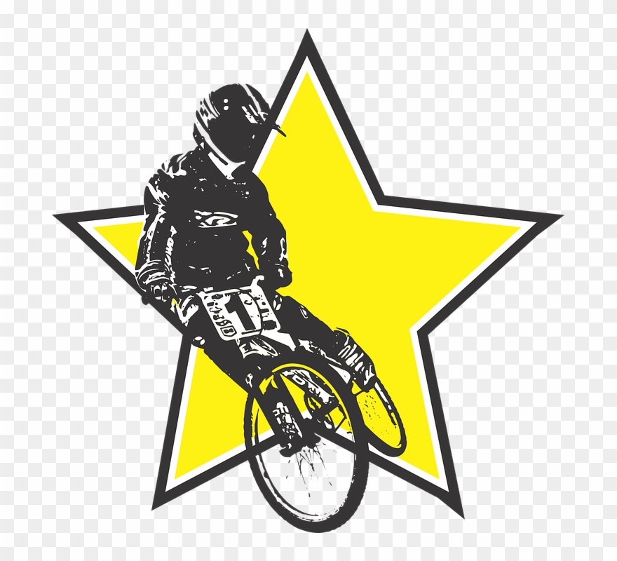 Bmx Racing Cycling Race Bike Bicycle Rad - Gold Star Clipart - Png Download
