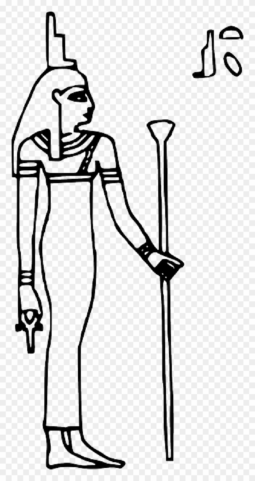 Sign, Outline, Symbol, Queen, Egypt, Goddess, Ancient - Egyptian Gods Isis Black And White Clipart