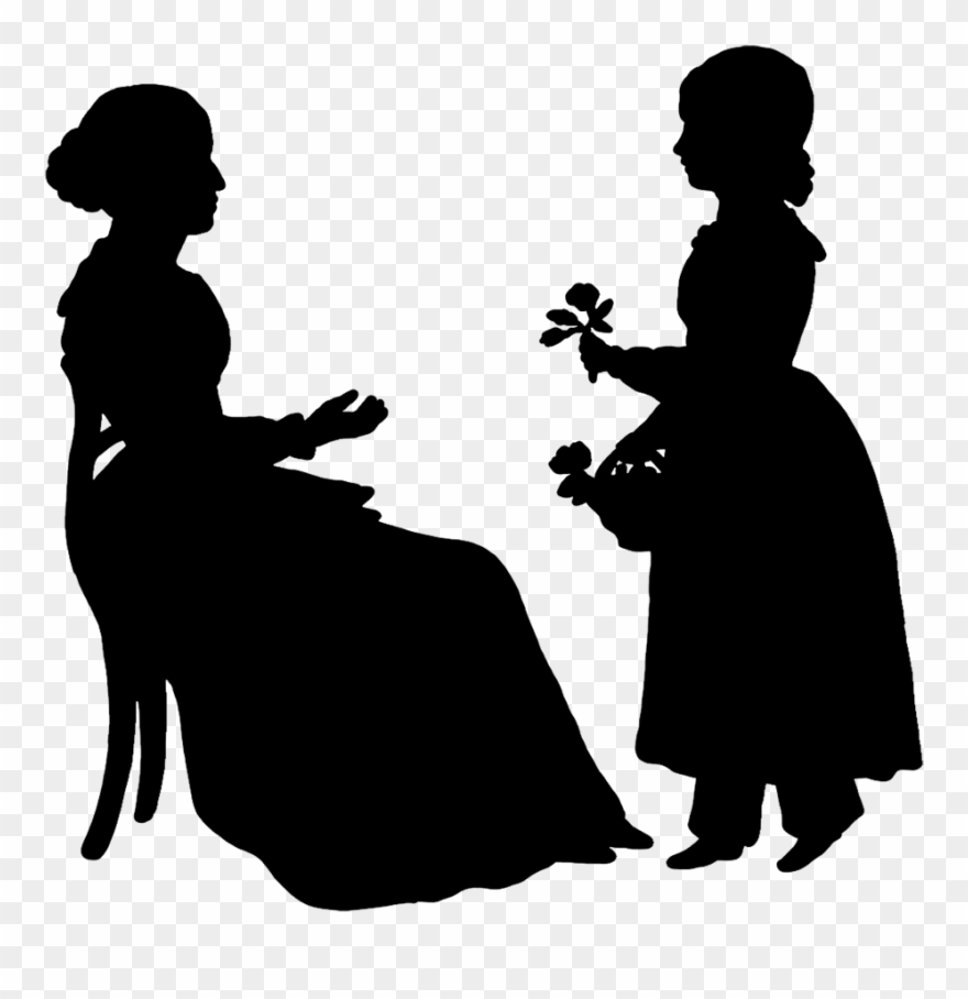 Free Silhouette Clipart - Mother And Daughter Transparent Background - Png Download