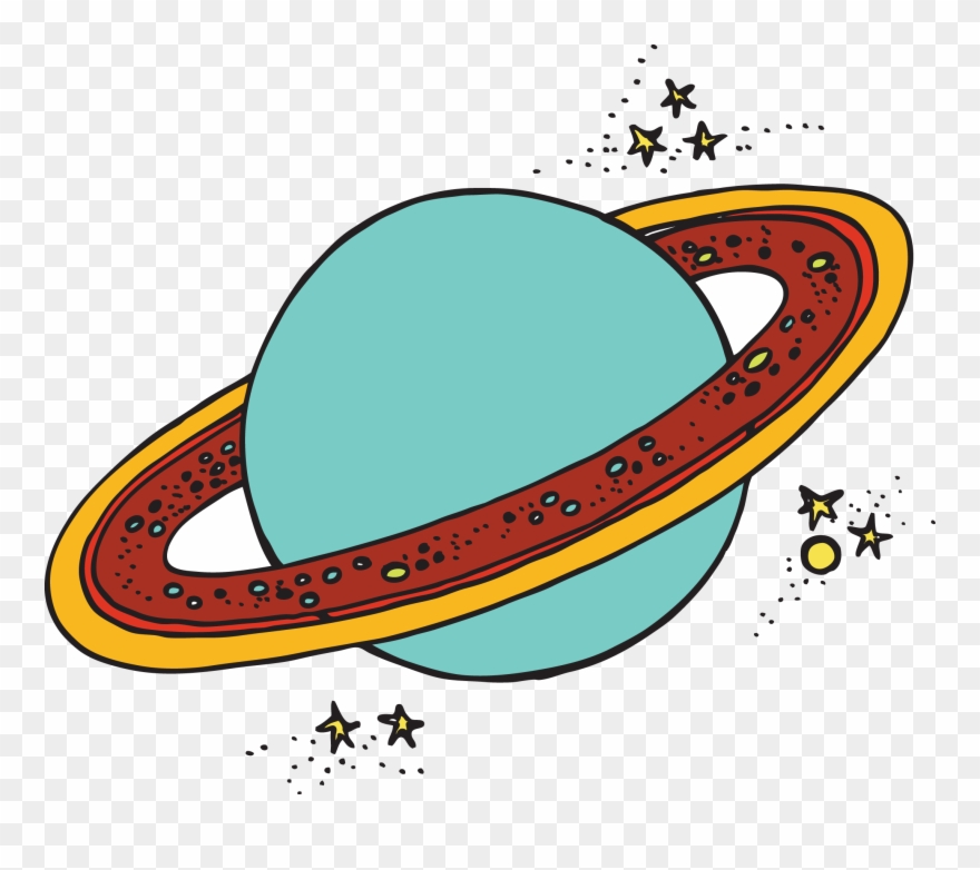 Drawing Of A Ringed Planet - Library Clipart