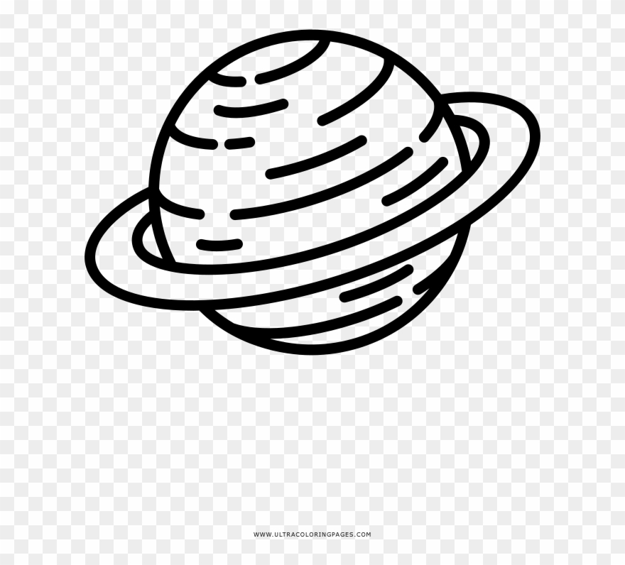Saturn Coloring Page - Saturn Clipart Black And White - Png Download