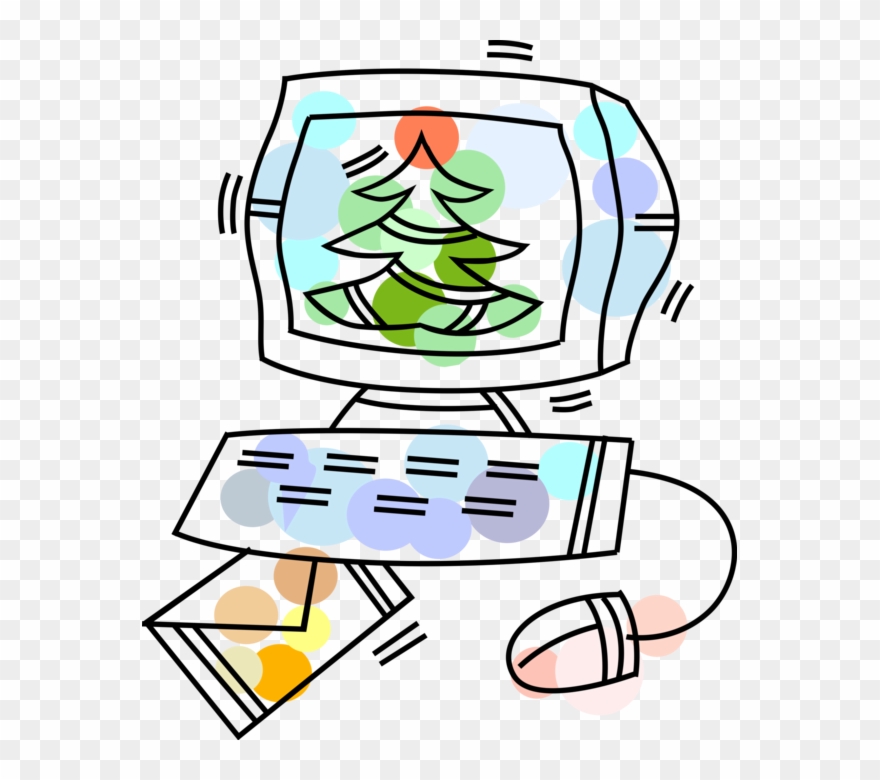 Vector Illustration Of Sending Christmas Greeting Cards Clipart