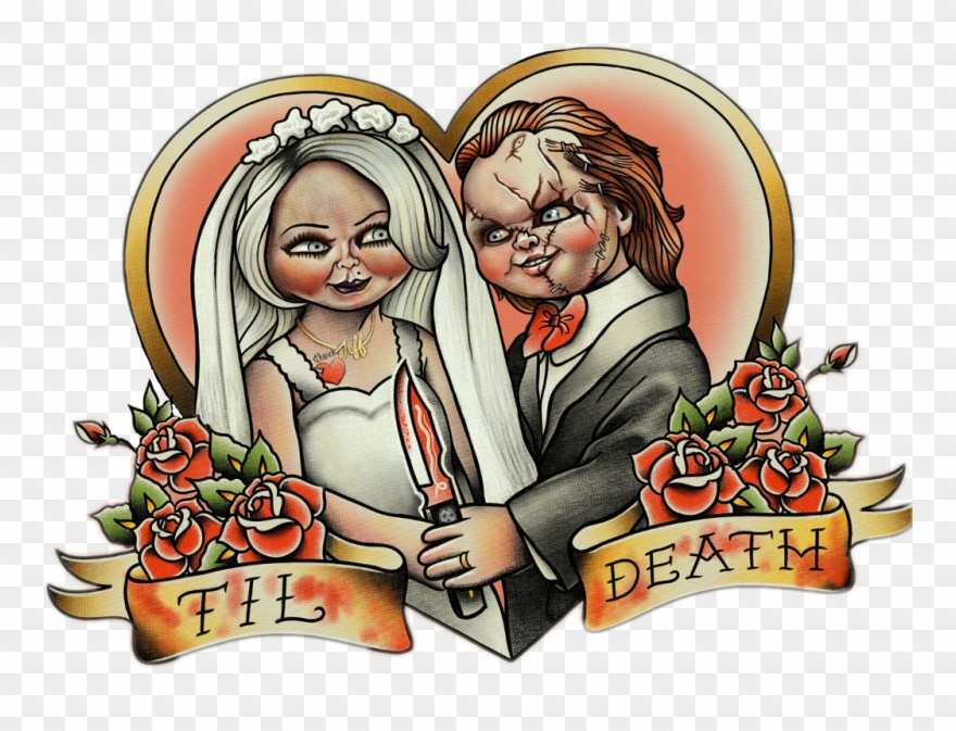 #chucky #tiffany #bride #wedding #love #horror #grunge - Chucky And Tiffany In Love Clipart
