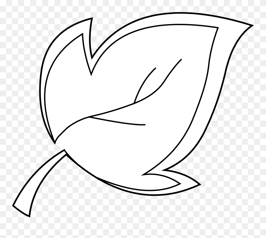 Tree Leaf Coloring Page - White Leaf Clipart - Png Download