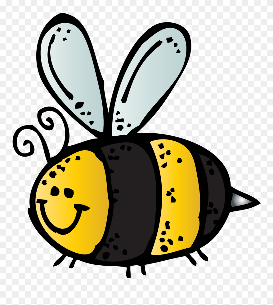 Apple And Bee Clipart Clip Art Black And White Library - Melonheadz Bee Clipart - Png Download