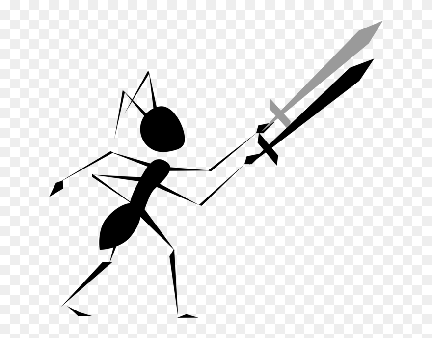 Angle,area,monochrome Photography - Ants Fighting Clipart - Png Download