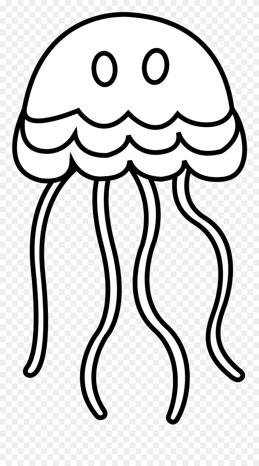 Fish Black And White Black Clip Art - Jelly Fish Black And White Clipart - Png Download