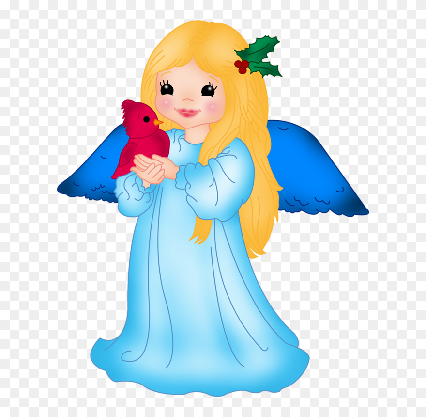Blue Little Angel With Bird Png Clipart - Angel Clipart Transparent Png