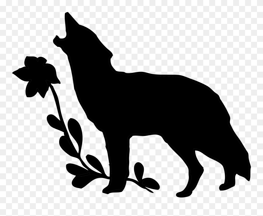 Gray Wolf Silhouette Scalable Vector Graphics Clip - Black And White Wolf Silhouette - Png Download