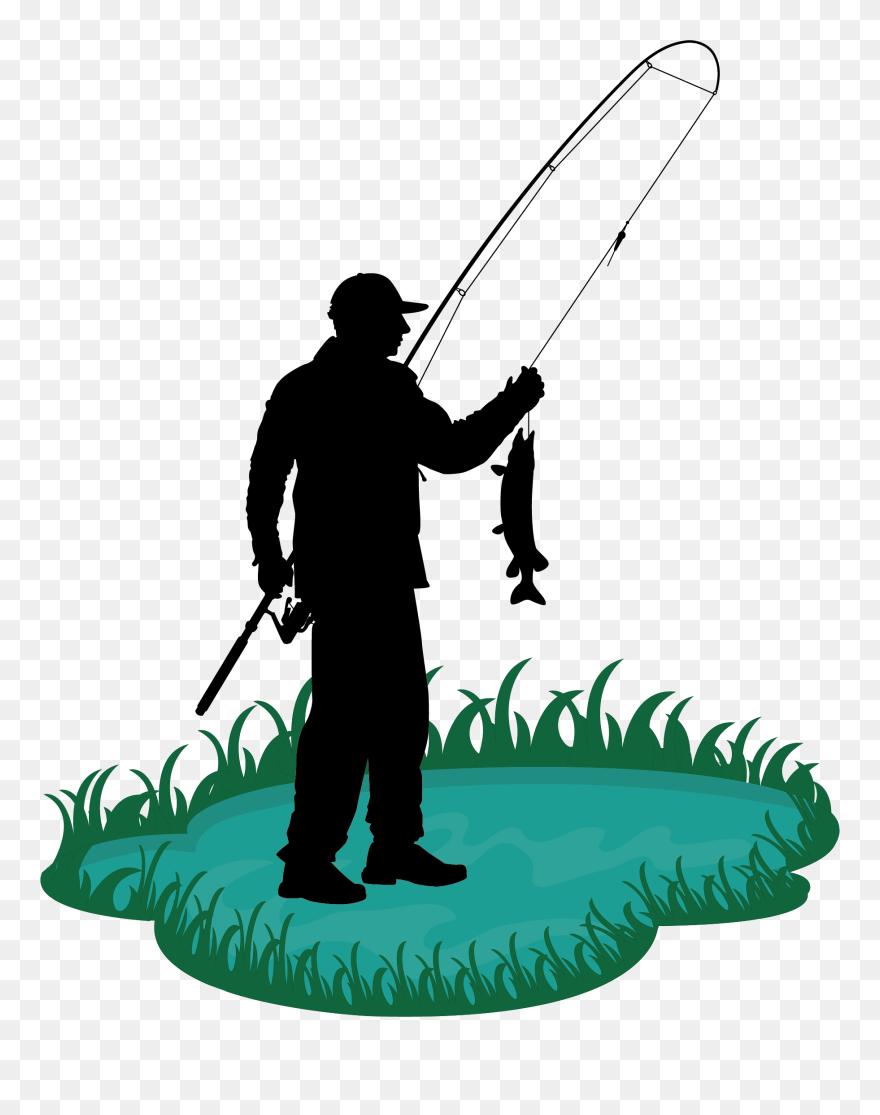 Fishing Rod Cartoon Fisherman Clip Art - Man Fishing Pole Cartoon - Png Download