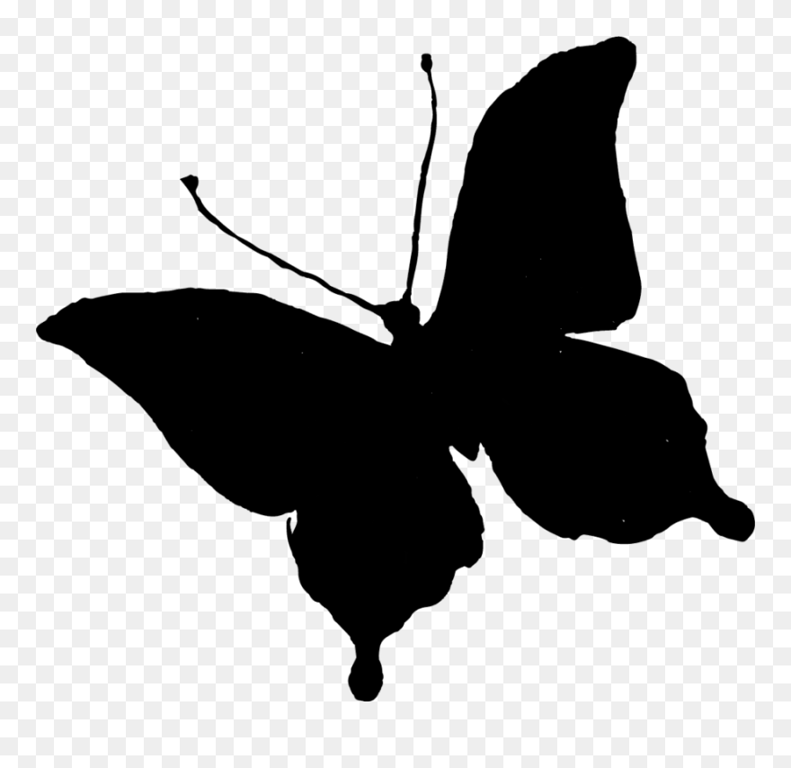 Black And White Flower Clipart - Clip Art Butterfly Black - Png Download