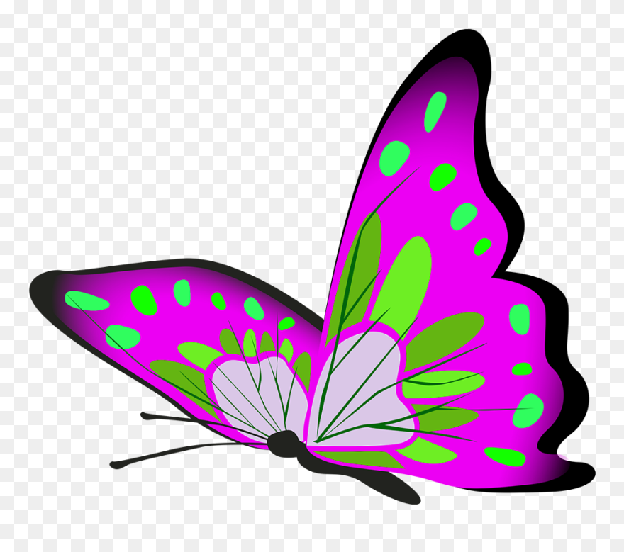Purple And Green Butterflly Flying - Brush-footed Butterfly Clipart