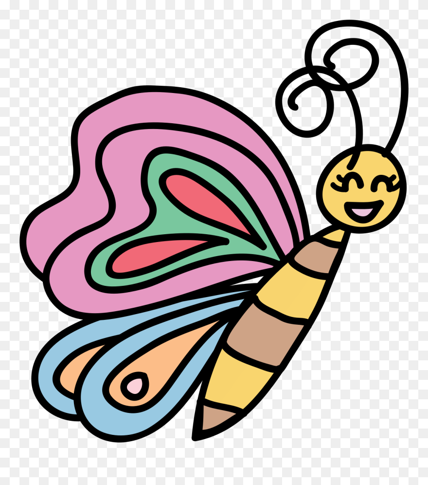 Butterfly Cartoon Drawing Clip Art - Butterfly Drawing Clip Art - Png Download