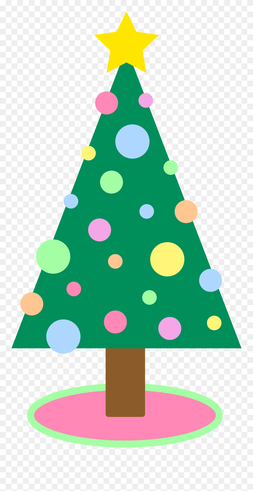 Cute Simple Pastellored Christmas Tree Free Clip Art - Simple Christmas Tree Cartoon - Png Download