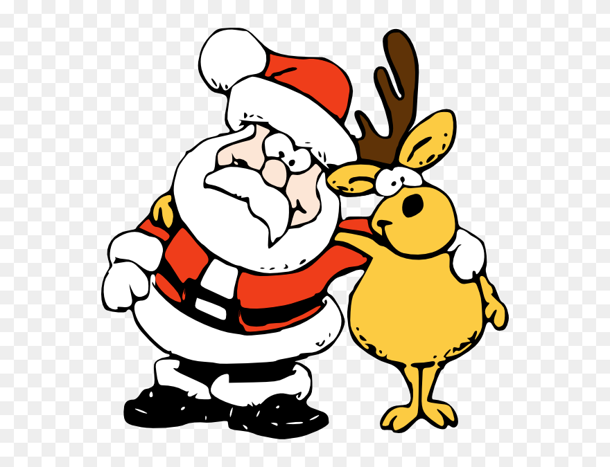 Animated Father Christmas Clipart Clip Royalty Free - Santa And Reindeer Drawing - Png Download