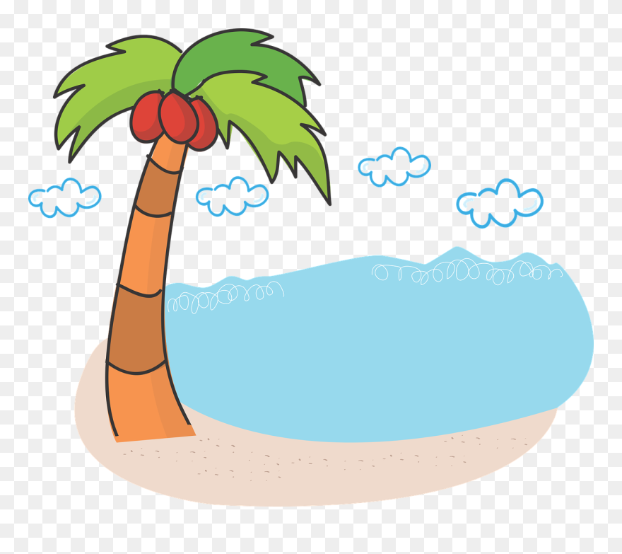Palm Vector Graphics,free Pictures, - Cartoon Beach Lake Clipart