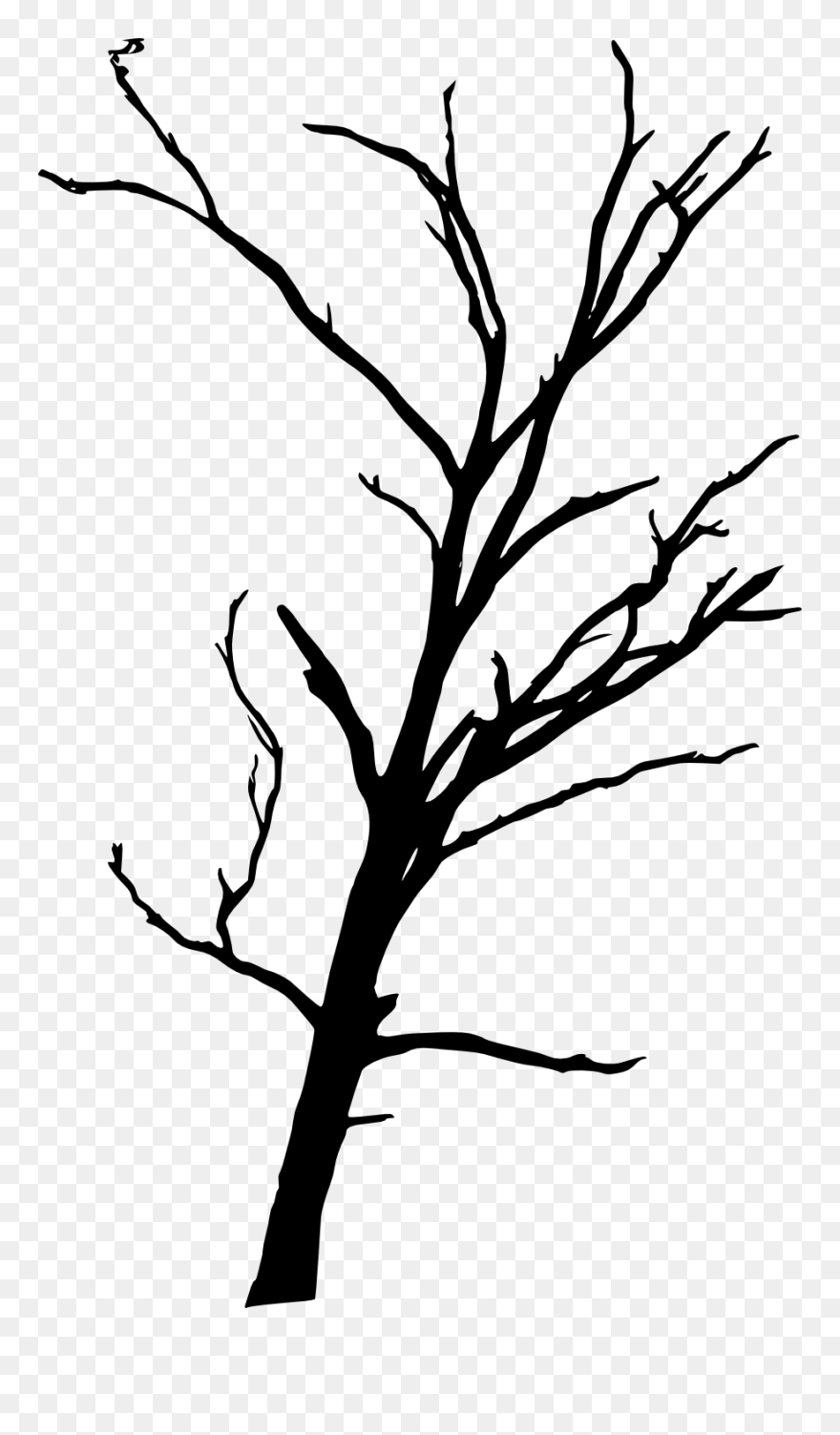 Tree Branch Woody Plant Clip Art - Simple Silhouette Dead Tree - Png Download