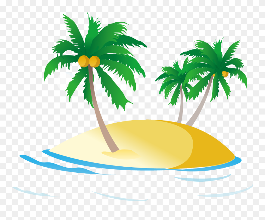 Free Clipart Palm Tree Beach Clip Art Free Stock Sea - Coconut Tree On Beach Png Transparent Png
