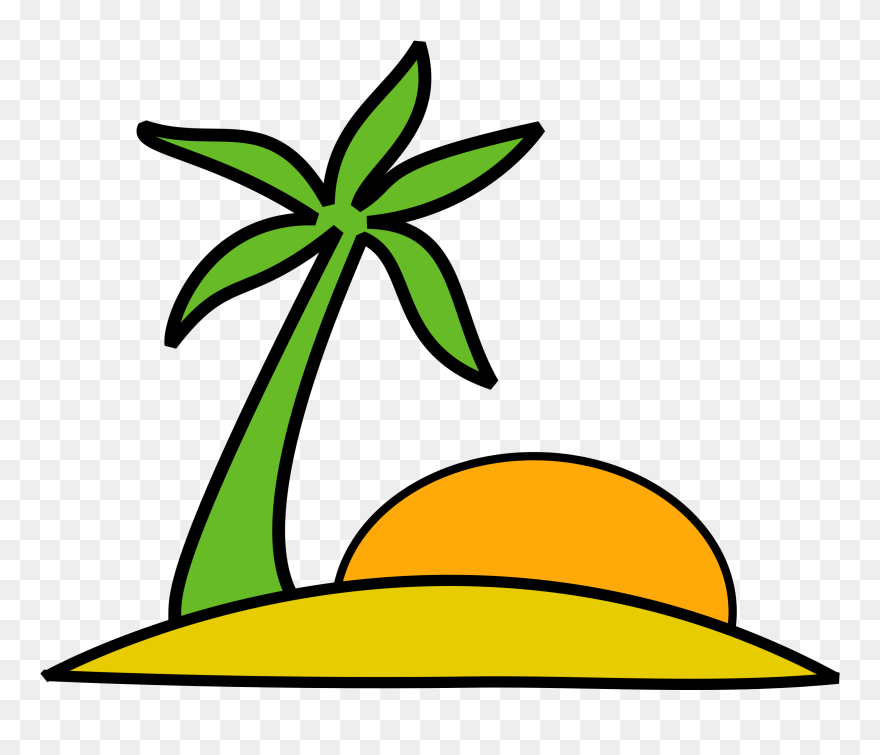 Palm Trees And Sun Black And White Png - Cartoon Island Clip Art Transparent Png