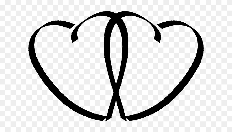 Free Black And White Clipart, Heart - Two Heart Icon Transparent Background - Png Download