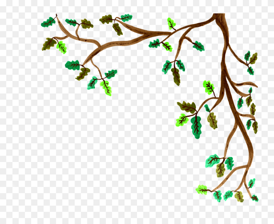 Tree Branches Leaves Painting Clipart