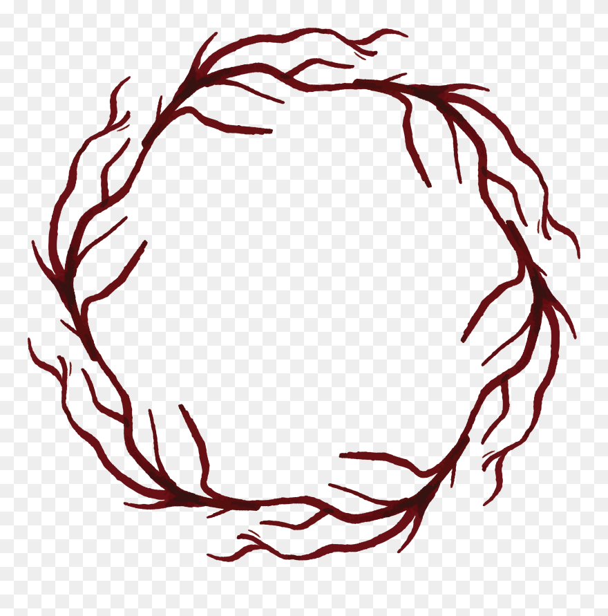 Decorative Clipart Line Art - Branches In A Circle - Png Download