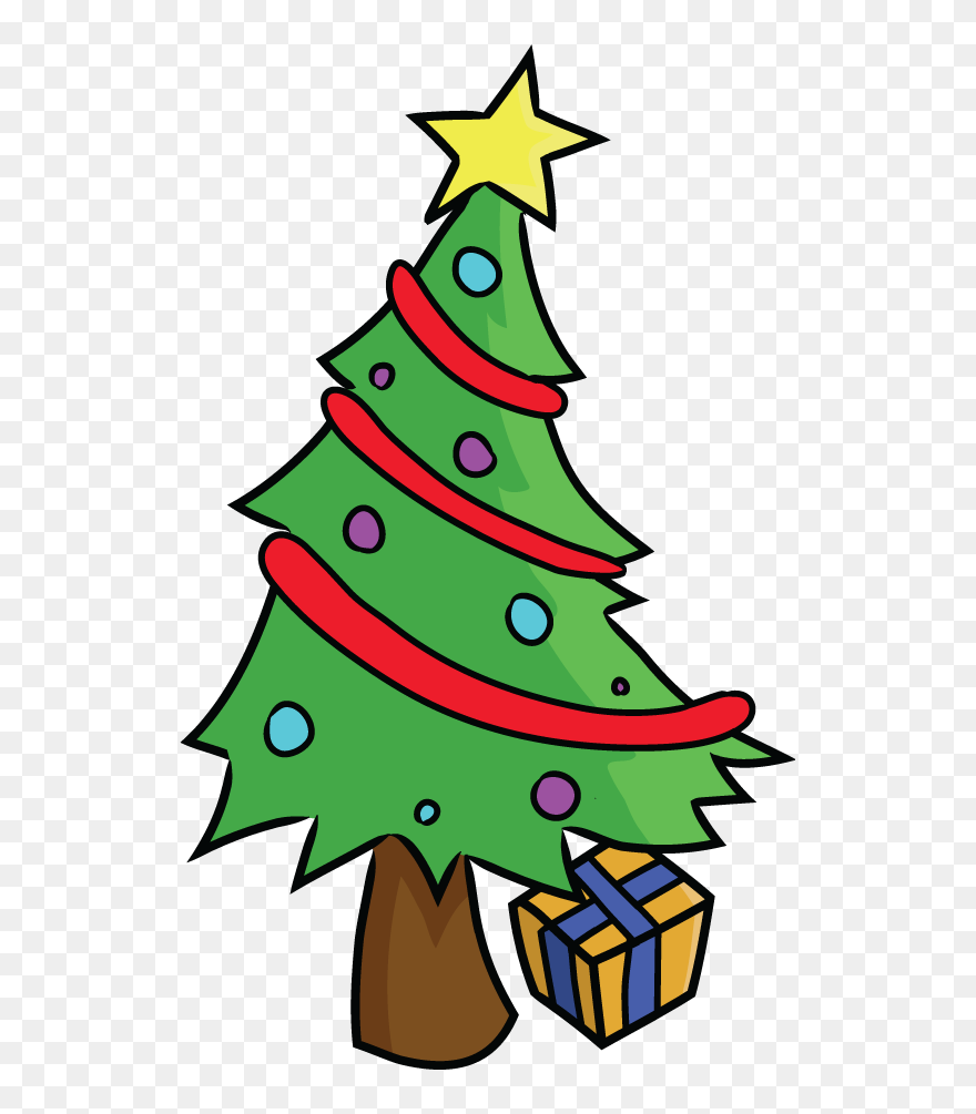 Cartoon Christmas Tree - Cartoon Xmas Tree Png Clipart