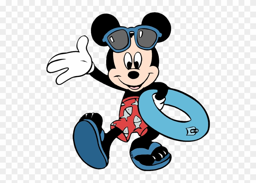 Mickey Carrying Pool Inner Tube - Mickey Mouse In Pool Clipart