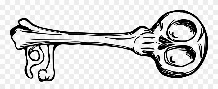 Vector Human Bone Key Skull Free Commercial Clipart - Bone Key - Png Download