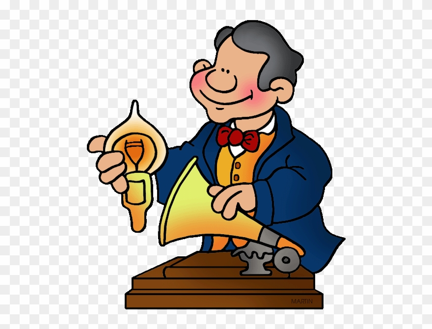 United States Clip Art By Phillip Martin, Famous People - Thomas Alfa Edison Gif - Png Download