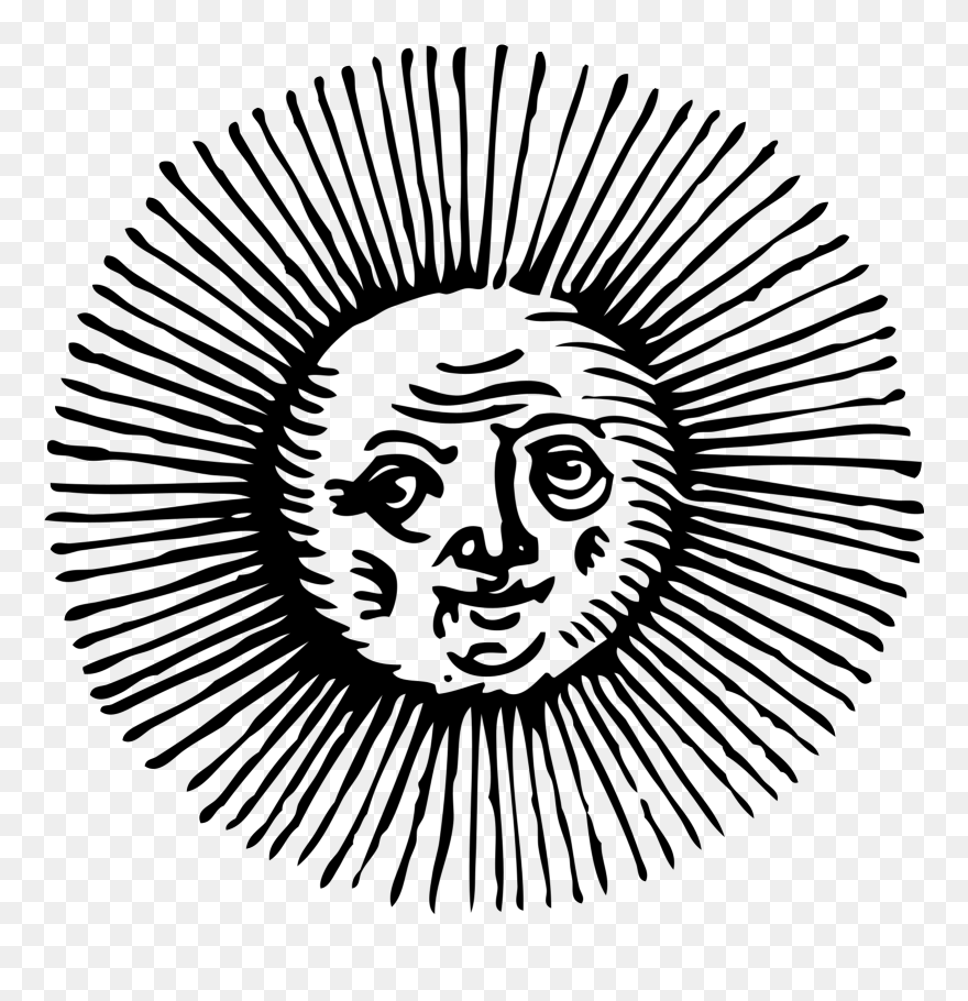 Sun Clipart Black And White - Old Sun Cartoon - Png Download