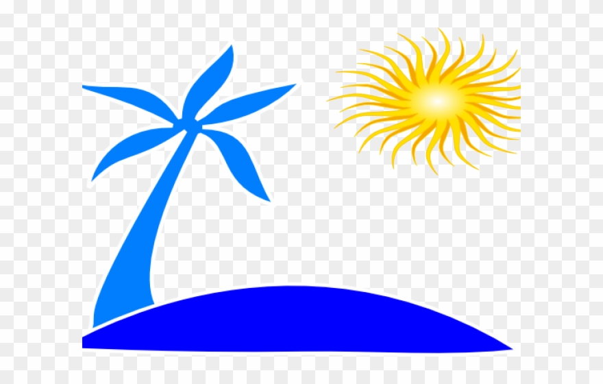 Sun Clipart Clipart Beach - Palm Tree And Beach Logo - Png Download