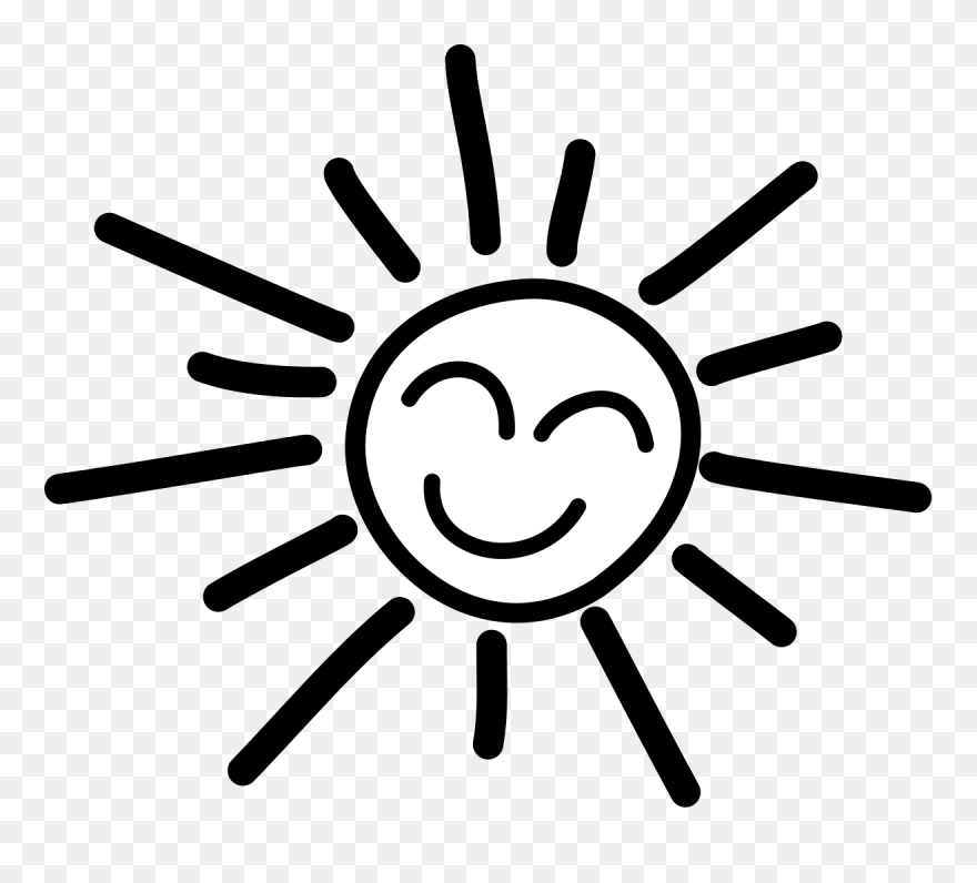 Happy Stick Figure Clip Arthappy Sun Clipart Black - Smiling Sun Black And White - Png Download