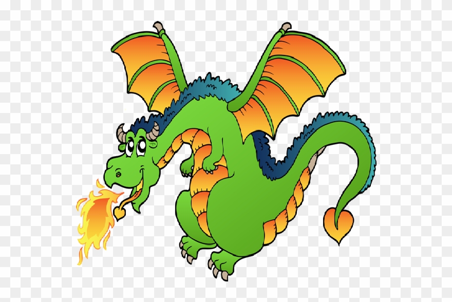 Dragon Clipart Free Funny Dragons With Flames Cartoon - Fire Breathing Dragon Clipart Png Transparent Png